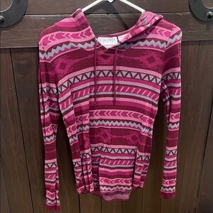 Women's Pink Patterned Hoodie